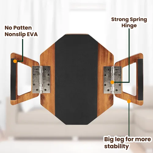 Miniatura 4 de Tinamo Bandeja para apoyabrazos de sofá octagonal de acacia, mesa de reposabrazos de sofá con brazos plegables - Caddy para sillón, bandeja con clip
