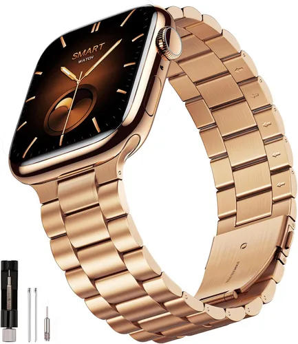 Miniatura 14 de SUNFWR Compatible con Apple Watch Band 40mm 41mm 38mm 42mm (Series 10 11) para Mujeres y Hombres, Correa de Acero Inoxidable para iWatch para Apple