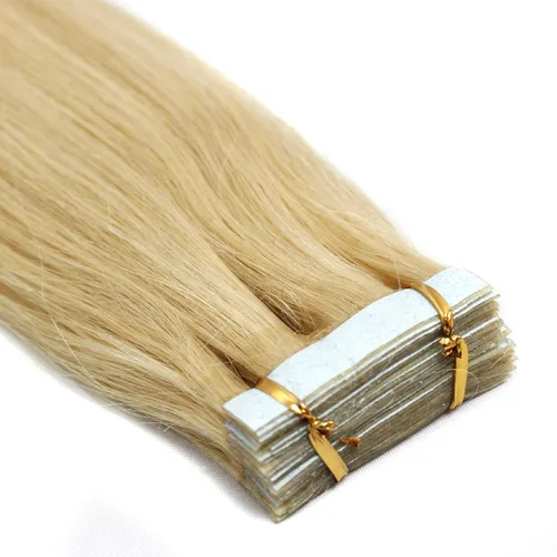 Miniatura 78 de Extensiones de cabello humano Remy con cinta adhesiva sin costuras (16 pulgadas, 10 unidades, rubio ceniza)