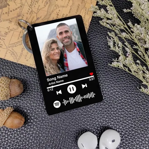 Miniatura 3 de Llavero personalizado de Spotify con imagen, llavero acrílico personalizado para fotos, llavero de código de canción de música de Spotify escaneable