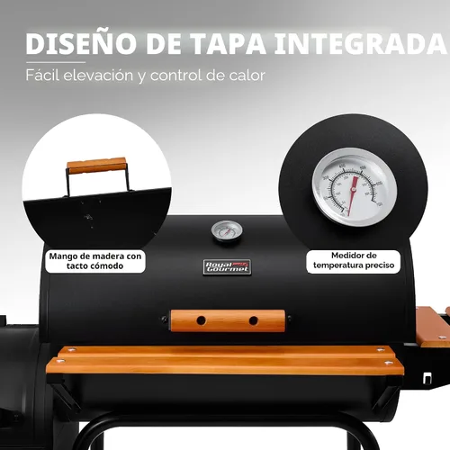 Miniatura 9 de Royal Gourmet CC1624W - Parrilla de carbón de barril con ahumador desplazado, área de cocción de 552 pulgadas cuadradas, estante frontal y lateral