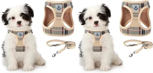 Miniatura 25 de Arnés de malla suave para cachorros – Juego de arnés y correa para perros pequeños, ajustable y cómodo chaleco reflectante acolchado para cachorros