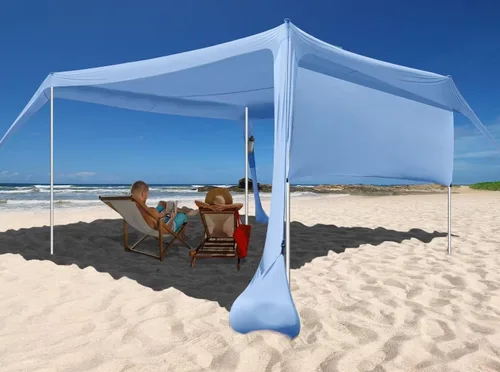 Miniatura 11 de Beach Canopy Tent Shade with Sidewalls 10x10FT, 6.6FT Tall, UPF50+ Sun Shelter, Windproof & Water Resistant, Includes Guylines Sand Shovel Stability