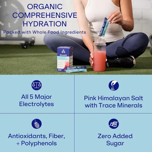 Miniatura 3 de Blueshift Electrolytes - Paquetes de electrolitos naturales en polvo, paquetes de hidratación orgánica, mezcla de bebidas con electrolitos sin