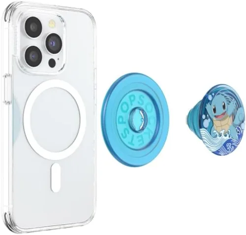 Miniatura 3 de PopSockets Agarre para teléfono MagSafe con soporte, Soporte magnético, Parte superior intercambiable, Soporte seguro para estuches MagSafe de Agua