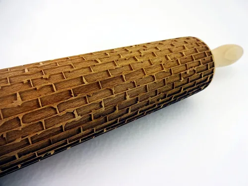 Miniatura 3 de Rodillo de Repostería con Relieve de LADRILLOS. Rodillo para Masa Grabado con Láser con Patrón de Pared para Galletas en Relieve o Cerámica por