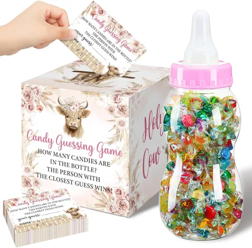 Miniatura 34 de Glenmal Juego de 52 piezas de regalo para juegos de baby shower, biberón grande para juego de ducha, adivina cuántos dulces decoraciones
