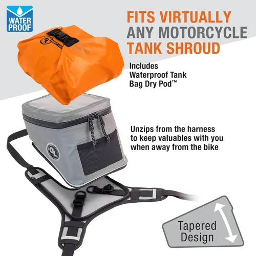 Miniatura 3 de Bolsa de tanque Giant Loop Fandango, negra impermeable para motocicleta, capacidad de 8 litros, se adapta a cualquier moto de cross, bicicleta