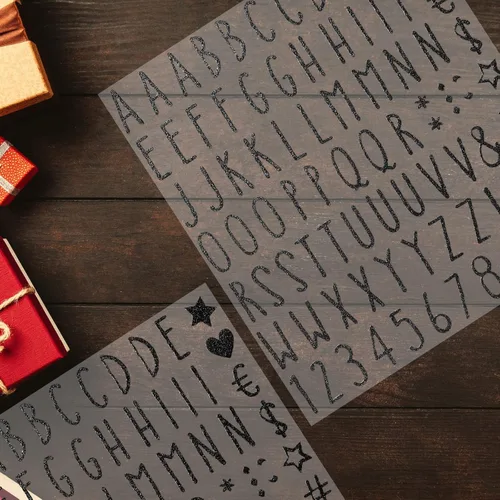 Miniatura 7 de Calcomanías de letras del alfabeto con purpurina, 800 piezas, 10 hojas, calcomanías autoadhesivas de números del alfabeto, calcomanías