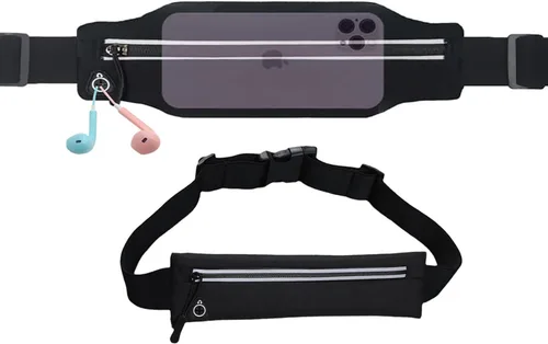Cangurera delgada para correr para hombres y mujeres, soporte para teléfono para correr, senderismo, ciclismo, bolsa reflectante para corredores,