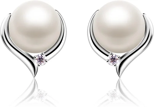 Jewlldeen Pearl Earrings for women, 925 Sterling Silver Studs Jewelry,Gifts for Women, Wife,Mom,Girls, Her