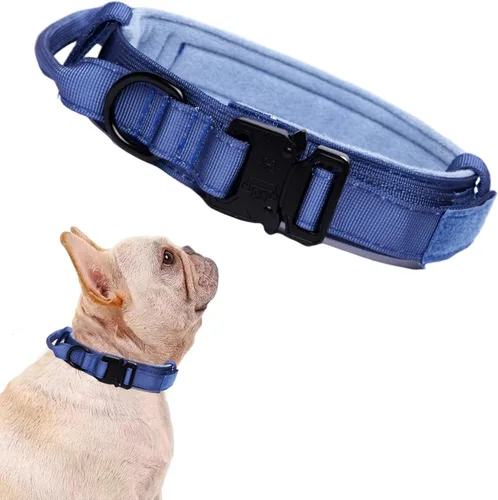 Miniatura 41 de Collar táctico para perro, ajustable, militar, de nailon, con asa de control y hebilla de metal resistente para perros medianos y grandes (negro, S)
