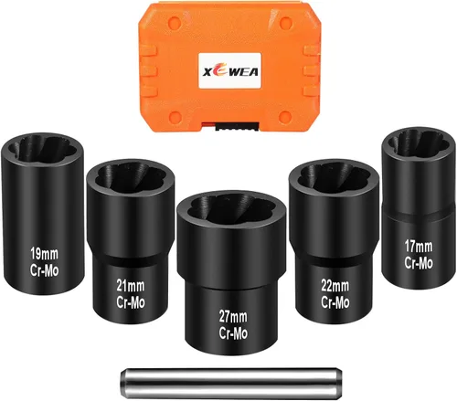 Miniatura 2 de XEWEA Juego de dados giratorios con barra de perforación central, 6 herramientas de extracción de tuercas métricas de 1/2 pulgada para tornillos 6