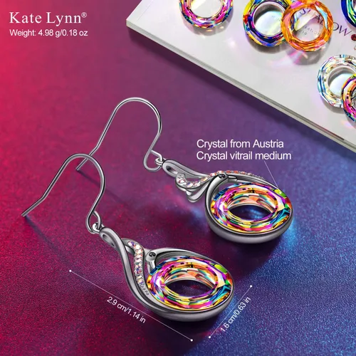 Miniatura 2 de Kate Lynn Aretes de Phoenix "Rise From the Ashes", aretes colgantes de plata de ley con cristales de Austria, regalo de cumpleaños con joyero