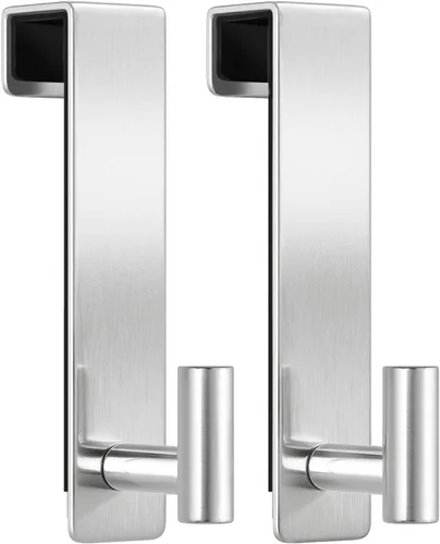 Miniatura 11 de WUIVIUT Ganchos para colgar sobre la puerta, gancho de puerta de metal para colgar, estante de puerta para toalla, baño, dormitorio, soporte