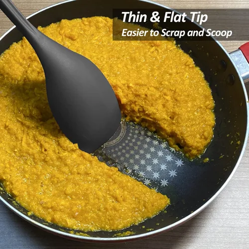 Miniatura 6 de Cuchara de cocina grande de silicona, juego de cuchara sólida antiadherente con tazón profundo y marca de medición para mezclar, servir, escurrir