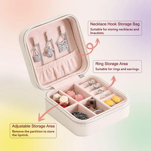 Miniatura 8 de Bemaystar Regalos personalizados para mujer Joyero personalizado, organizador de joyas de viaje pequeño portátil con flor de nacimiento y nombre