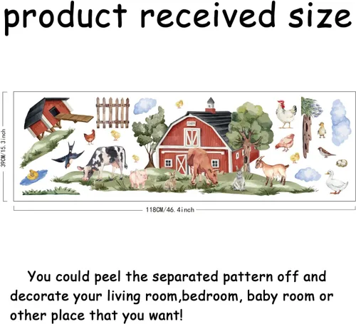 Miniatura 2 de SUPERDANT - Calcomanías de pared de animales de granja, 8 estilos, decoración de pared de animales de granja, pájaros, ovejas, pollos, calcomanías