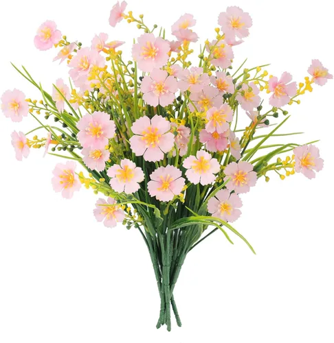 Miniatura 9 de MACTING Flores artificiales para exteriores, 6 paquetes de flores falsas resistentes a los rayos UV que no se decoloran, plantas de imitación