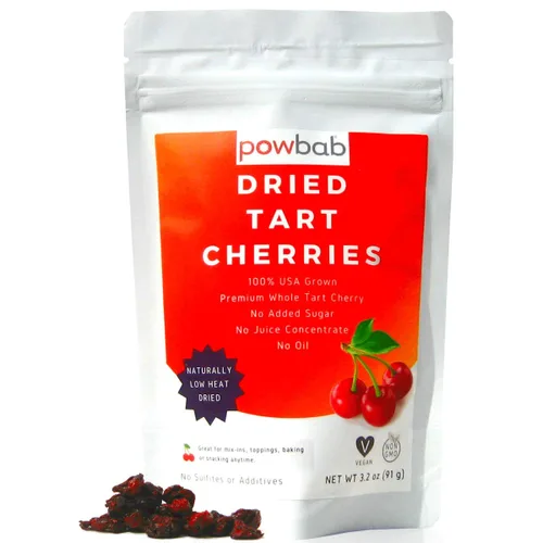 powbab Cerezas ácidas secas sin azúcar, 100% cultivadas en Estados Unidos, cereza ácida de Montmorency orgánica. Sin azúcar añadido, sin aceite, sin