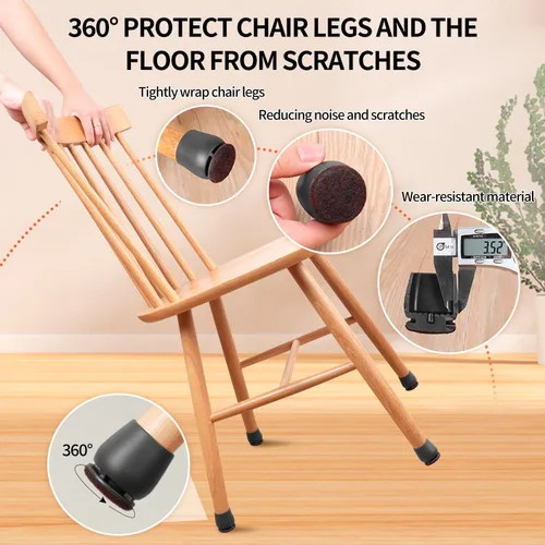 Miniatura 3 de Ezprotekt 24 piezas de protectores redondos de silicona para patas de silla para suelos de madera, almohadillas de fieltro para muebles, tapas
