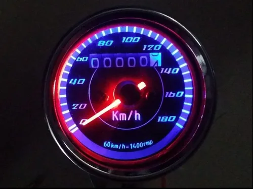 Negro Universal LED motocicleta odómetro KMH Velocímetro Calibre Cafe Racer Old School VT