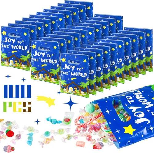 Miniatura 8 de Spiareal 25 piezas de bolsas de regalo de Navidad con tema de Nacimiento cristiano, bolsas de regalo religiosas con asa, al por mayor para recuerdos