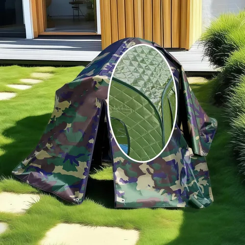 Miniatura 8 de Casa plegable para gatos callejeros para exteriores, 23.6 pulgadas, refugio aislado acolchado verde militar con mosca impermeable de camuflaje, 2