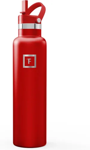 Miniatura 38 de IRON °FLASK Botellas de agua de campamento/senderismo, 3 tapas (estrecha con popote), sin fugas, aisladas al vacío, acero inoxidable de doble pared