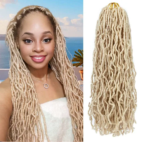 Miniatura 23 de Umylar - Paquetes de 7 rastas sintéticas de ganchillo de 24 pulgadas / 61 cm., extensiones de rastas suaves de diosa, cabello sintético de ganchillo
