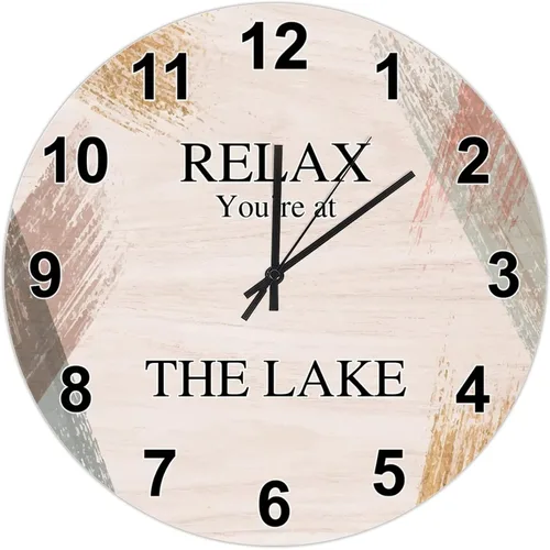 Miniatura 14 de UFunhome Reloj de pared de granja Lake Relax You're at The Lake Silent Non-Ticking Vintage Country reloj de grano de madera a pilas para el hogar