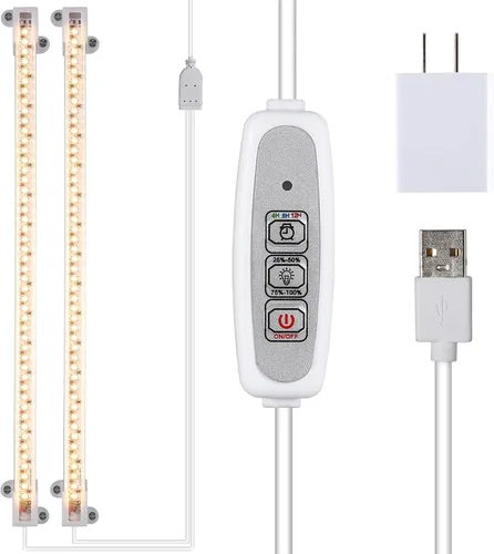 Miniatura 16 de RWNTAO Lámpara de cultivo de una tira de 2 unidades, tiras de luz LED de espectro completo para plantas de interior con temporizador de encendido