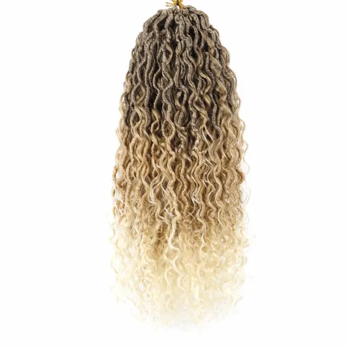 Miniatura 41 de Cabello de Crochet de 8 Pulgadas para Mujeres Negras, 7 Paquetes de Cabello de Crochet Goddess Locs con Puntas Rizadas, Locs Falsos Cortos con Bucle