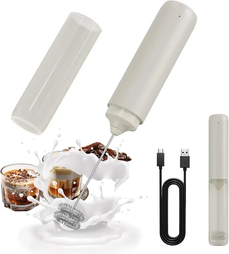 Miniatura 26 de CIRCLE JOY Espumador de leche recargable de mano, cabezal de batidor de doble bobina, espumador de café eléctrico, varilla espumadora de mano
