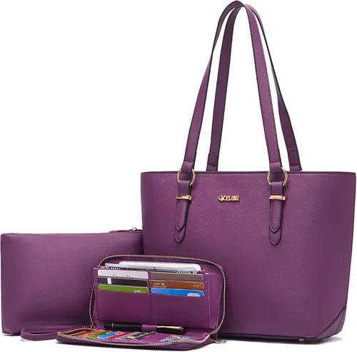 Juego de bolsos y carteras para mujer, bolso de mano para el trabajo, bolso de hombro con asa superior y cartera a juego