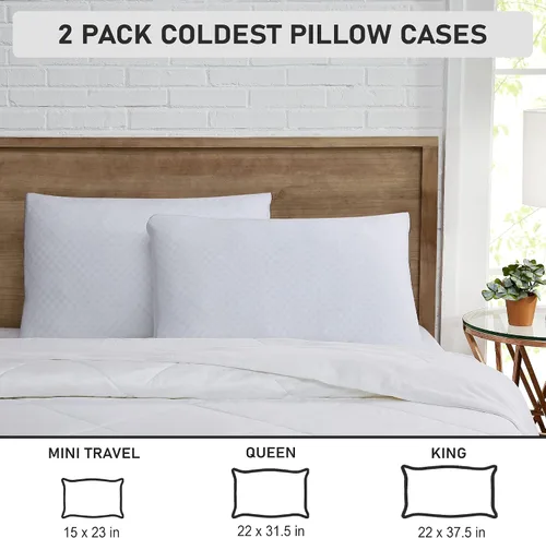 Miniatura 4 de Juego de 2 fundas de almohada Coldest Pillow Cases – Paquete de 2 fundas de almohada con cierre de sobre, funda de almohada transpirable – 100%