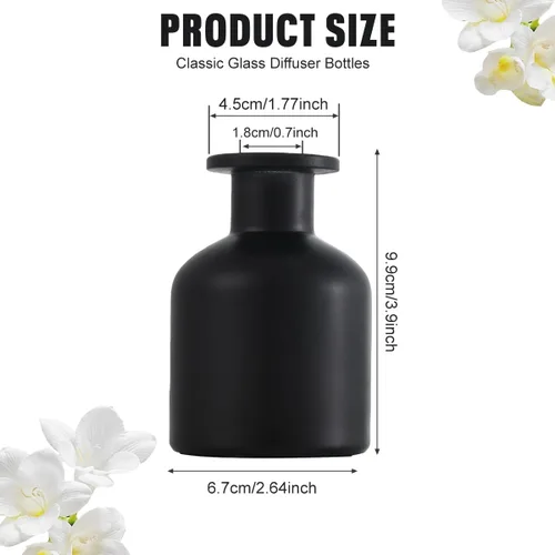 Miniatura 2 de Difusor de vidrio vacío negro de 5.1 fl oz / 5 oz (5.1 fl oz) / 5 onzas, repuesto de repuesto para dispensadores de aroma, vaso, recipiente