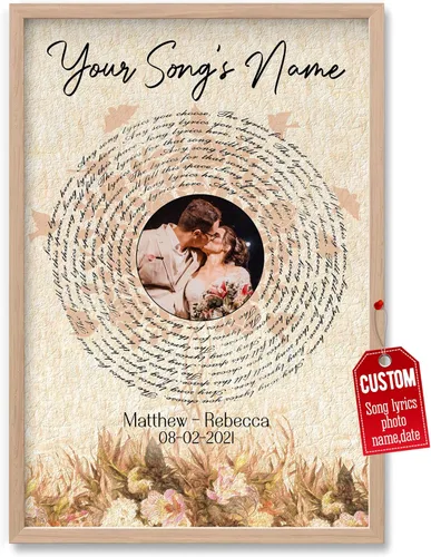 Miniatura 20 de H-DEWALL Póster personalizado de letras de canciones, regalos de cumpleaños para esposo para dormitorio, discos de vinilo, fotos, regalos para él