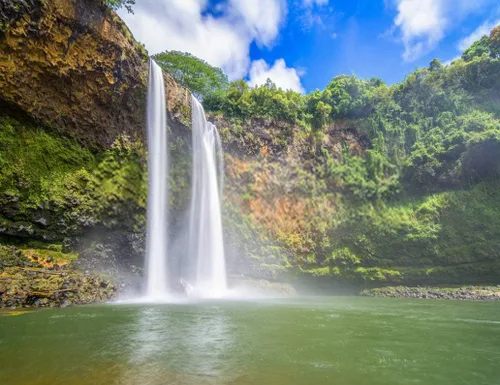 Kit de pintura de diamante 5D para manualidades, cascadas, cascadas, cascadas, isla de Kauai, Hawaii, otoño de 14.0 x 20.0 in, para adultos y niños,