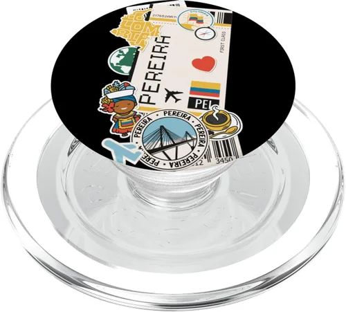 Miniatura 7 de Etiquetas de aeropuertos y aerolíneas - Tarjeta de embarque de Pereira PopSockets Standard PopGrip
