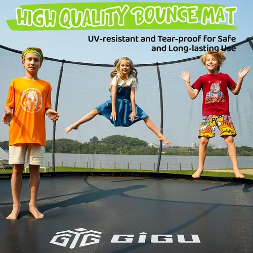 Miniatura 3 de Gigu 10FT 12FT 14FT 15FT 16FT Recreational Trampolines with Enclosure Net and Ladder and Anti-Rust Coating, ASTM Approved Trampoline Outdoor for