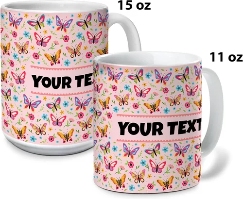 Miniatura 4 de Taza personalizada para niños – Mariposas – Nombre/texto personalizado, chocolate caliente de cerámica, cacao/taza de café para niñas, regalo