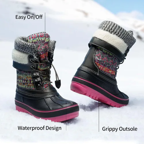 Miniatura 4 de DREAM PAIRS Botas de nieve, impermeables, con aislamiento, de invierno, para niño y niña