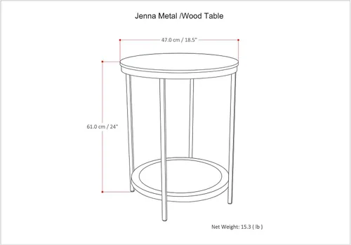 Miniatura 16 de SIMPLIHOME Jenna - Mesa auxiliar de metal, mesa redonda de metal sólido de 18 pulgadas de ancho, mesa auxiliar natural industrial o mesa pequeña