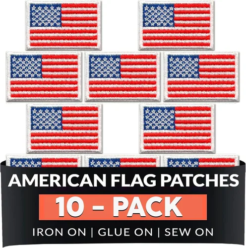 Miniatura 10 de Laughing Lizards Parches pequeños de la bandera estadounidense (paquete de 100) a granel de la bandera de Estados Unidos, parche bordado para coser