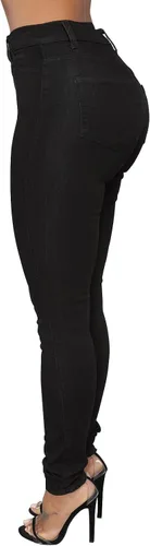 Miniatura 4 de KUNMI - Pantalones de mezclilla clásicos de cintura alta para mujer, elásticos, con efecto de levantamiento de glúteos, ajustados