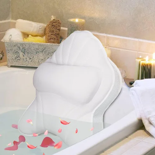 Miniatura 7 de Poemland Almohada de baño grande extra gruesa con cuello, espalda, soporte para la cabeza para bañera, spa, gris remojo (21 x 17 pulgadas)