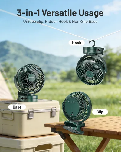 Miniatura 3 de Ventilador de camping con control remoto, ventilador de batería recargable de 12000 mAh, ventiladores de campamento para tiendas de campaña con luz