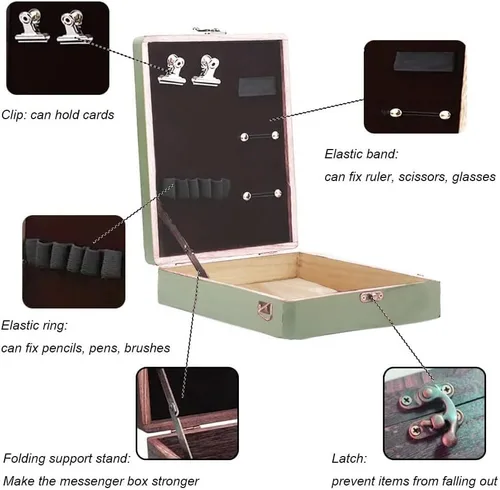 Miniatura 3 de YCOSAN Bolso Mensajero de Escritores con Caja de Madera, Bolso de Arte de Viaje Multifuncional, Caja de Madera para Escritores, Pochade, Caballete
