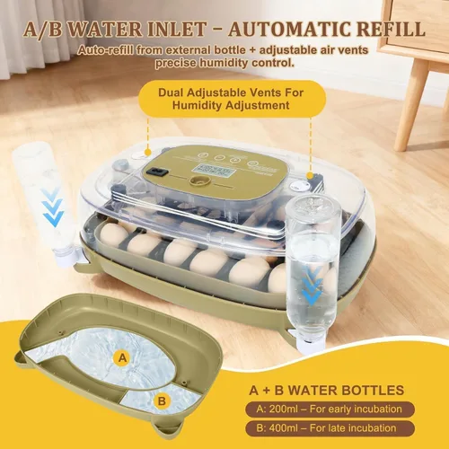 Miniatura 3 de Gen III - Incubadora automática de 24 huevos, humedad adaptativa basada en etapas con recarga automática, control de temperatura estable, espaciado